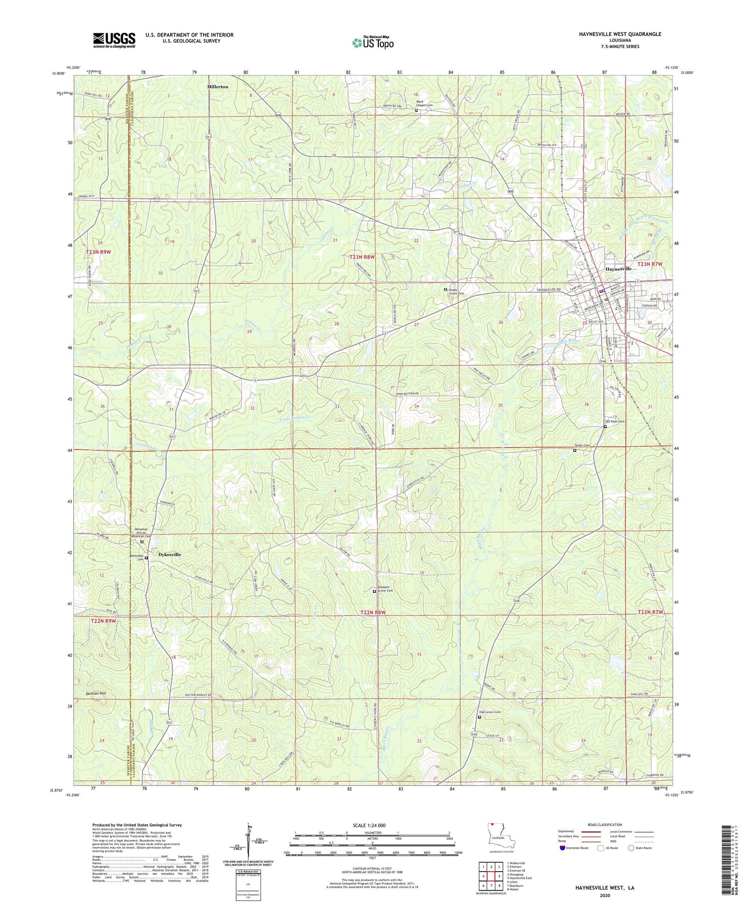 Haynesville West Louisiana US Topo Map Image