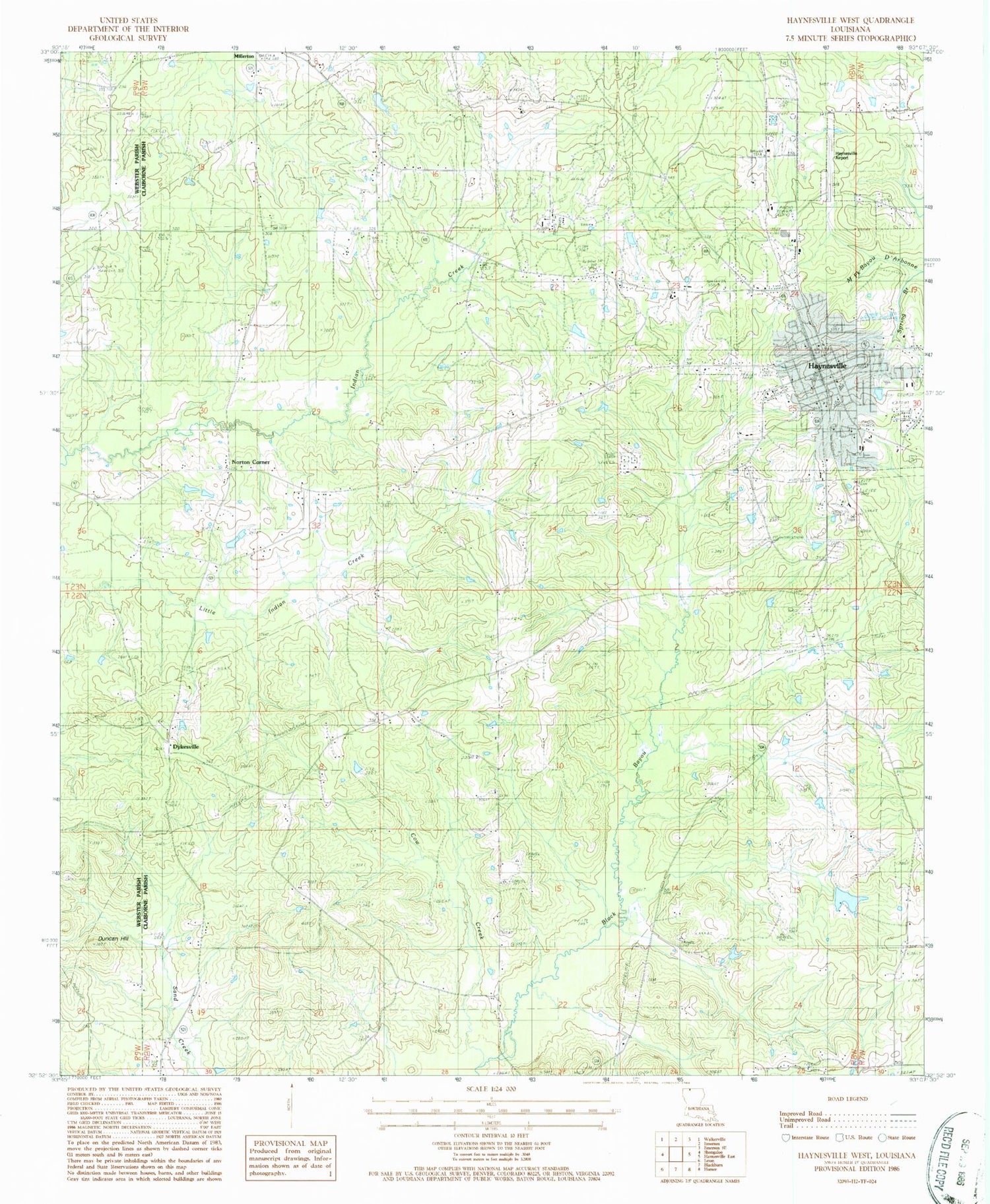Classic USGS Haynesville West Louisiana 7.5'x7.5' Topo Map Image