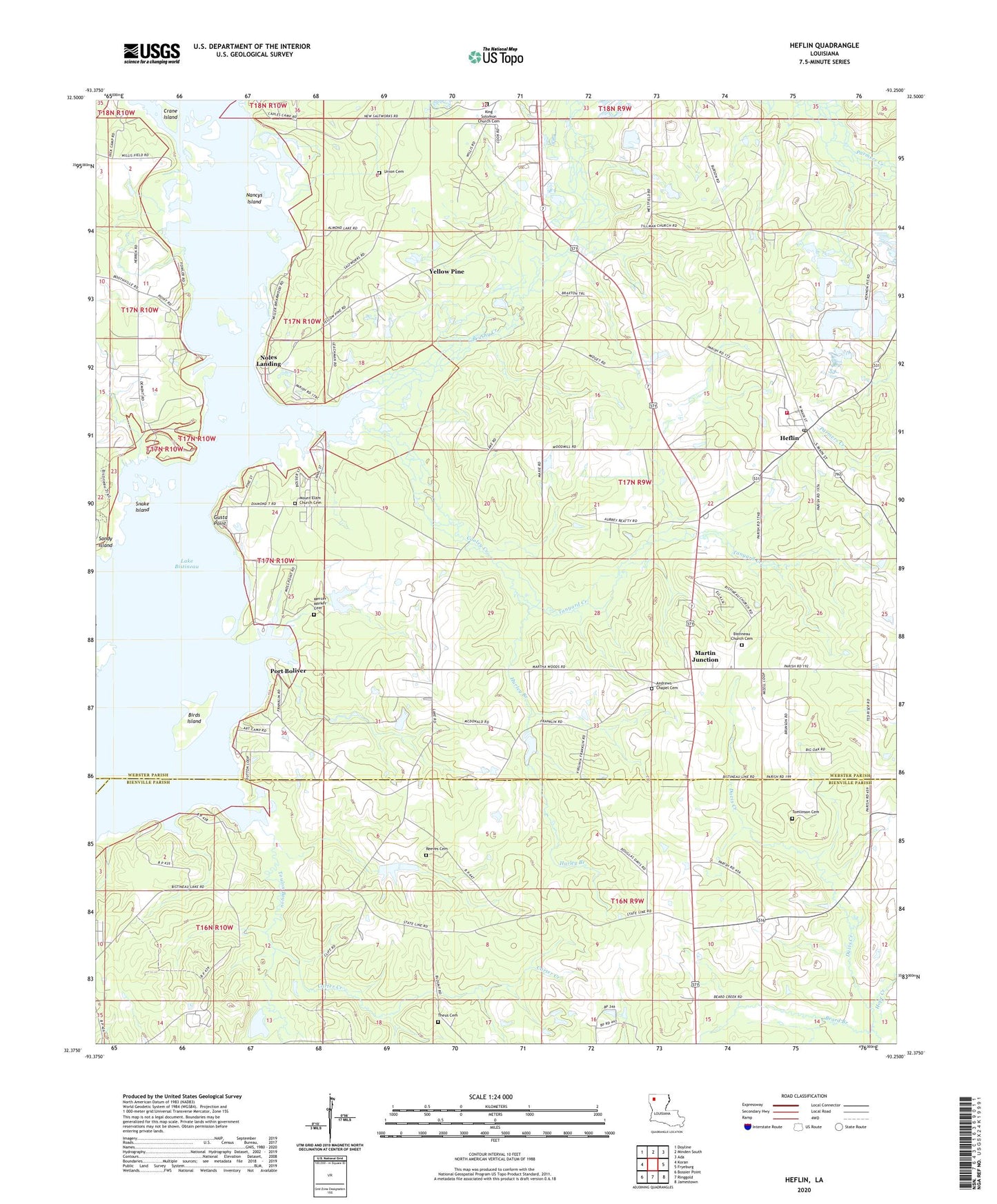 Heflin Louisiana US Topo Map Image