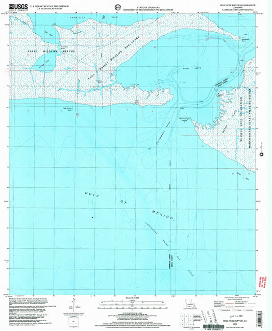 Classic USGS Hell Hole Bayou Louisiana 7.5'x7.5' Topo Map Image