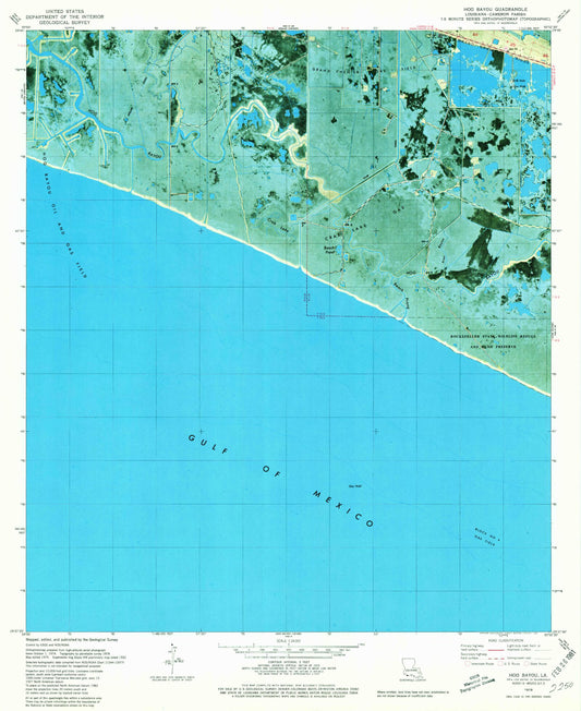 Classic USGS Hog Bayou Louisiana 7.5'x7.5' Topo Map Image