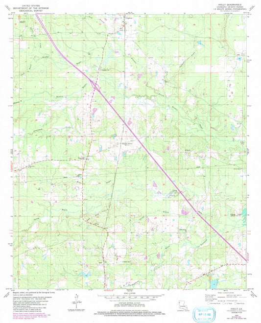 Classic USGS Holly Louisiana 7.5'x7.5' Topo Map Image