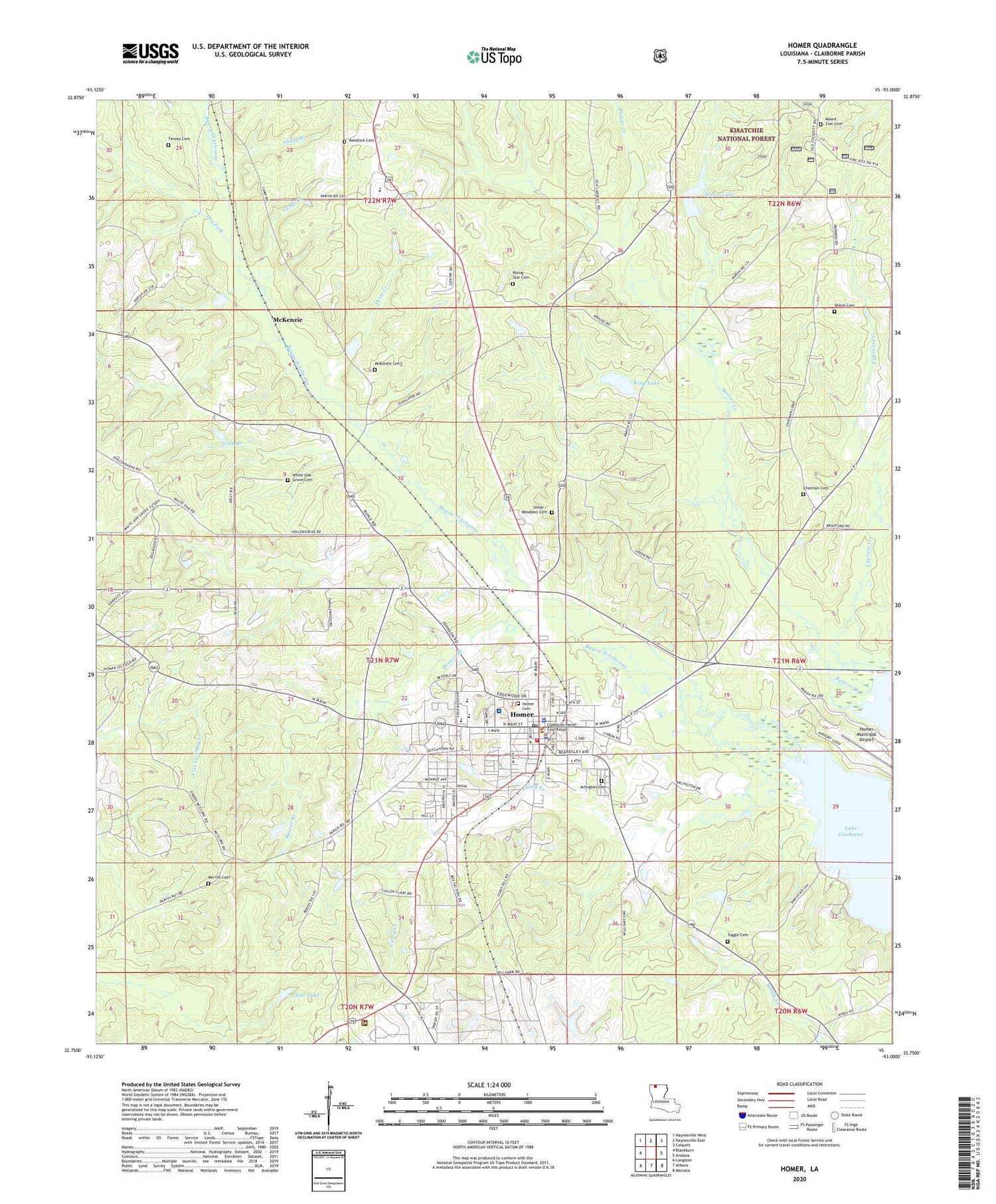 Homer Louisiana US Topo Map Image