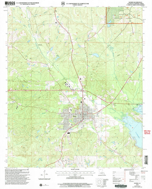 Classic USGS Homer Louisiana 7.5'x7.5' Topo Map Image