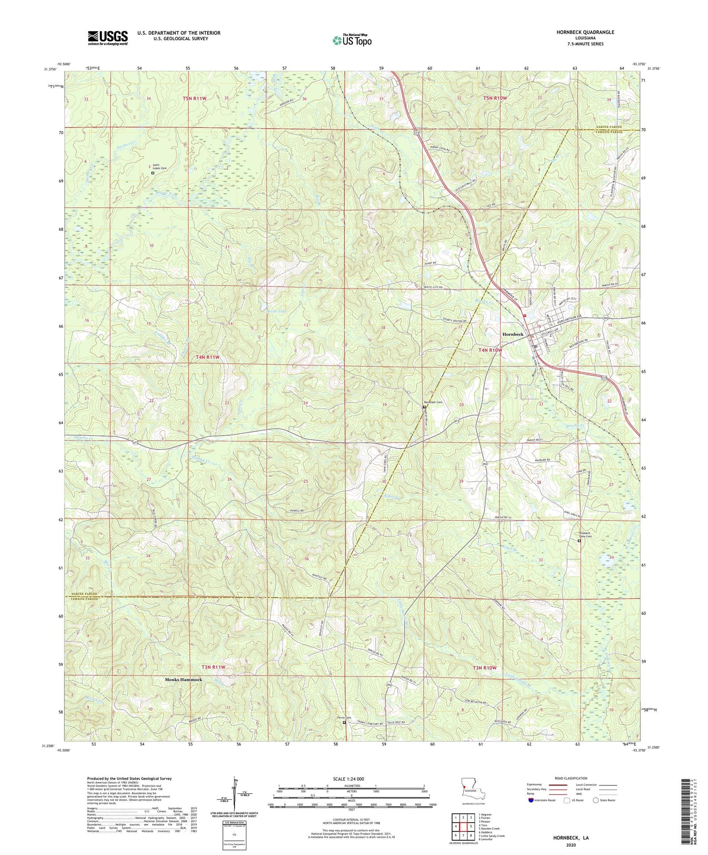 Hornbeck Louisiana US Topo Map Image