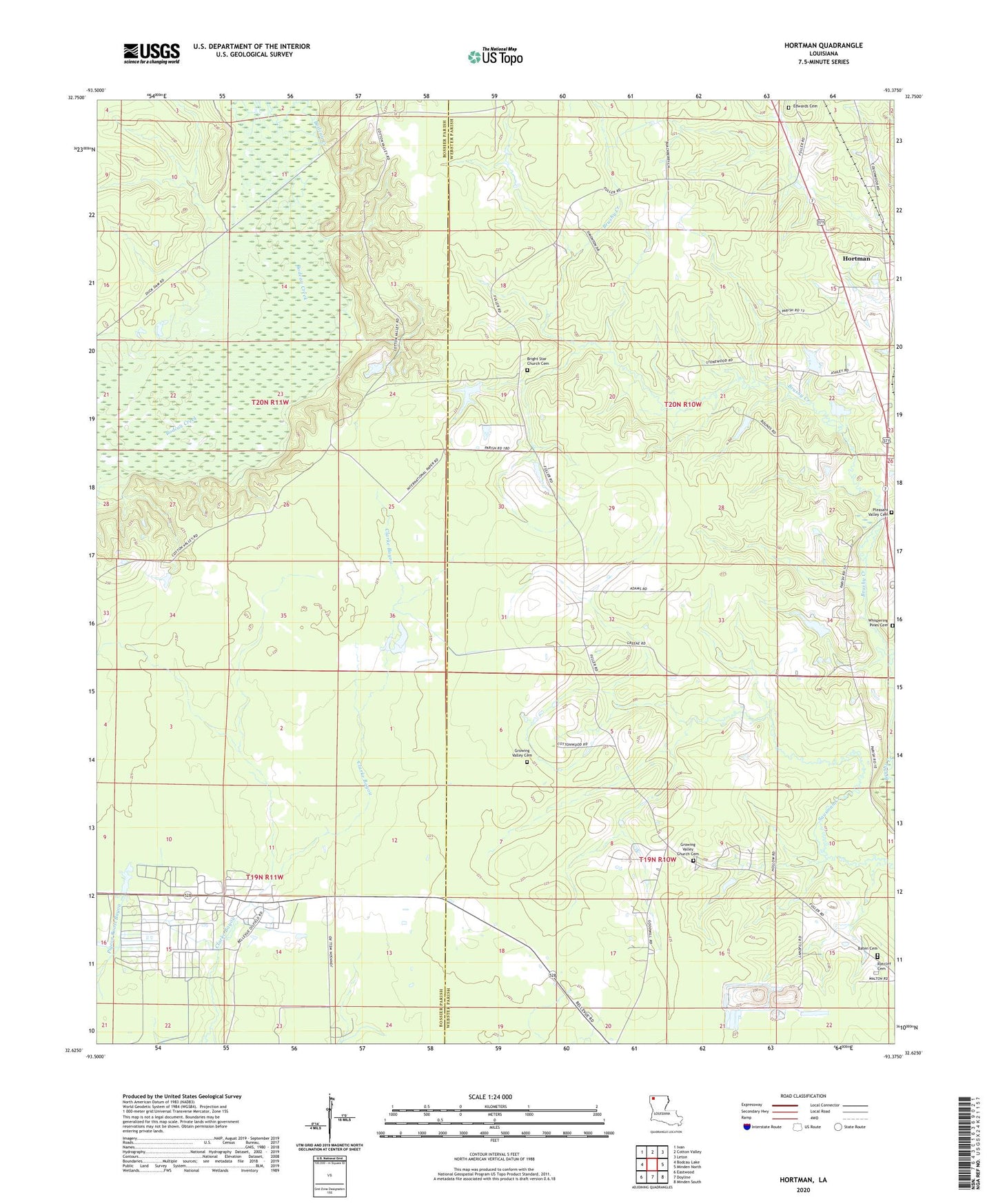 Hortman Louisiana US Topo Map Image