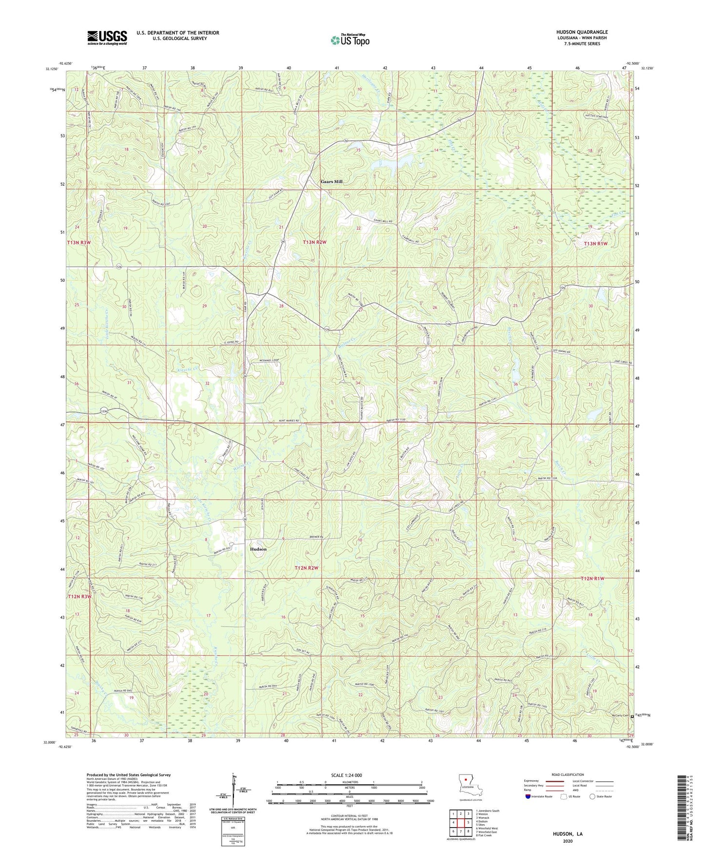 Hudson Louisiana US Topo Map Image