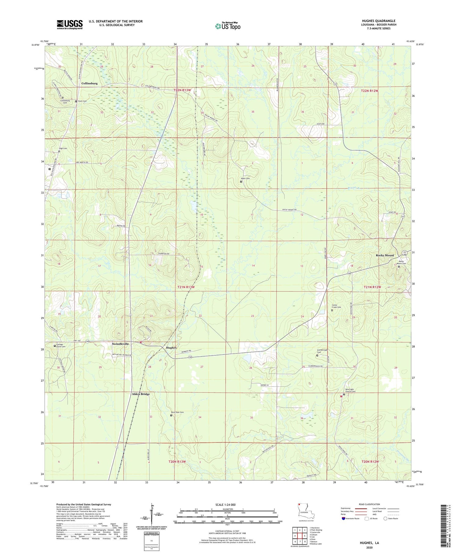 Hughes Louisiana US Topo Map Image