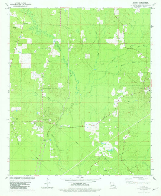 Classic USGS Hughes Louisiana 7.5'x7.5' Topo Map Image