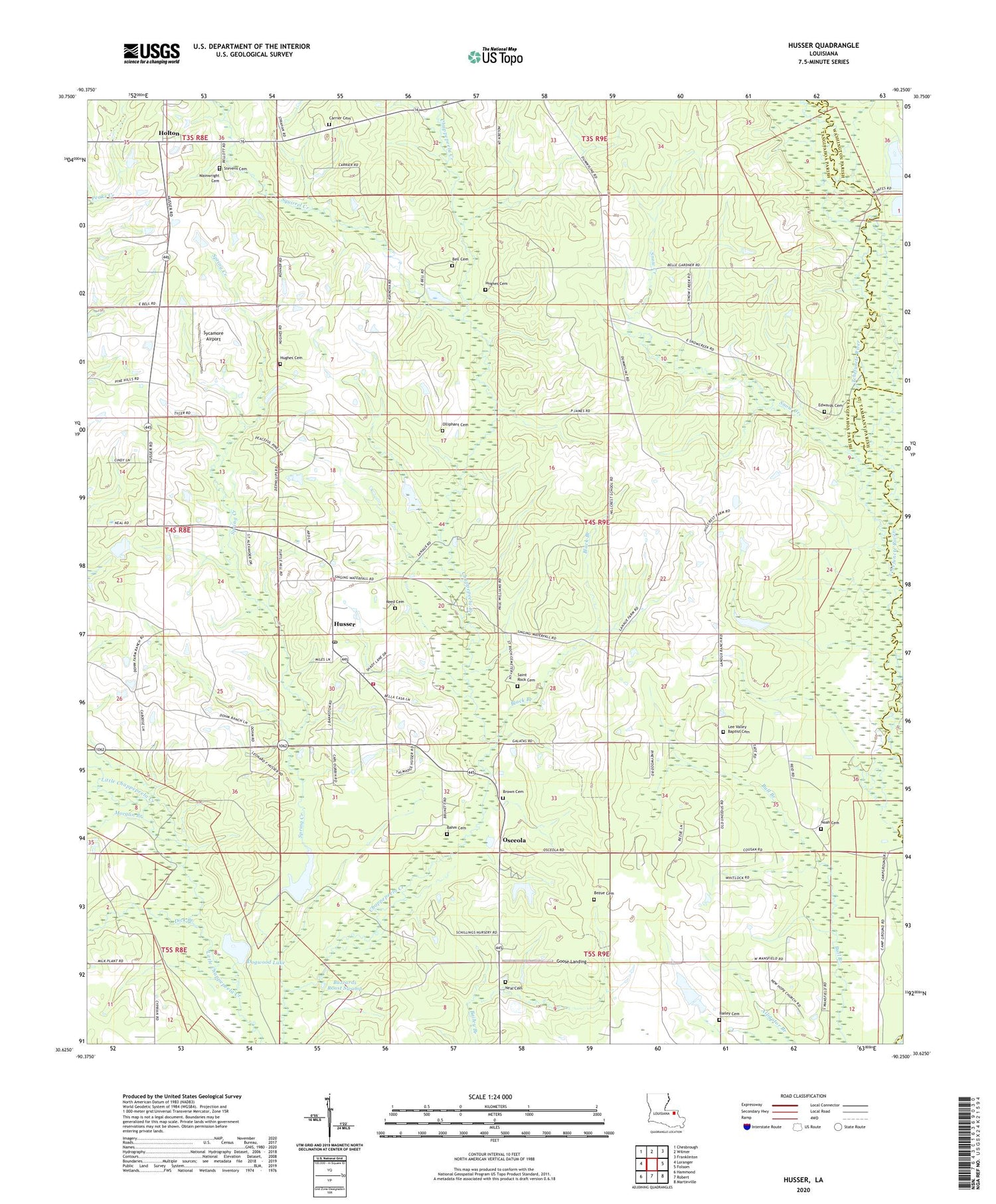 Husser Louisiana US Topo Map Image
