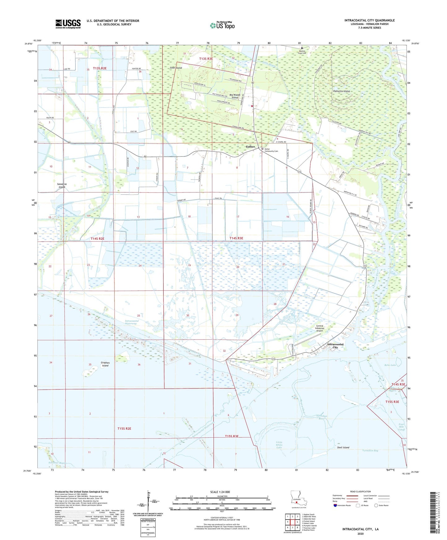 Intracoastal City Louisiana US Topo Map Image