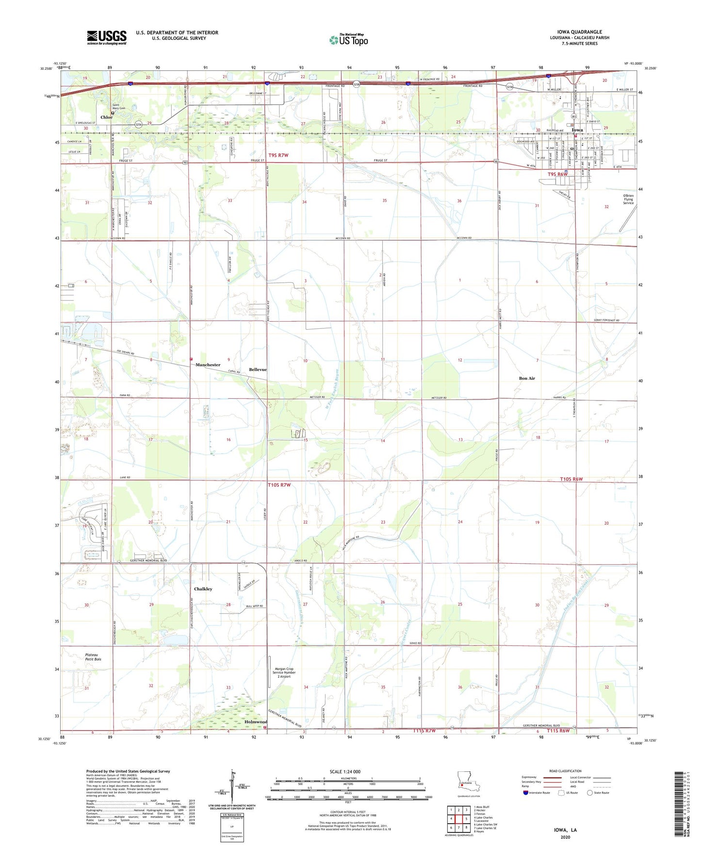 Iowa Louisiana US Topo Map Image