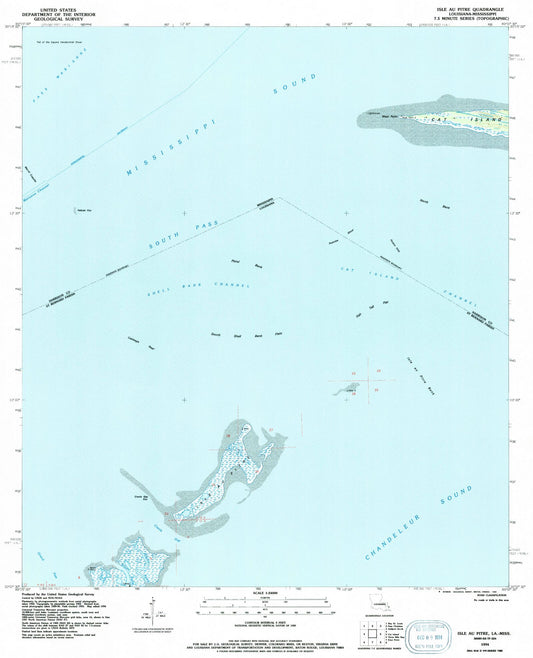 Classic USGS Isle au Pitre Louisiana 7.5'x7.5' Topo Map Image