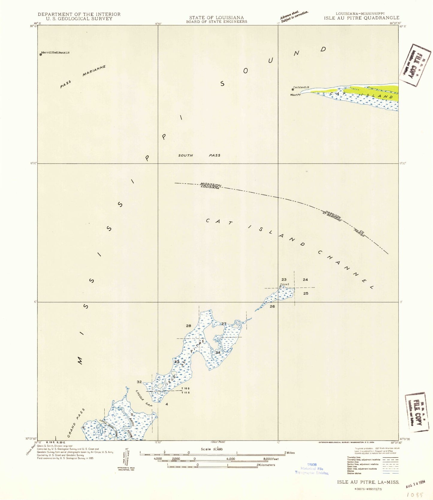 Classic USGS Isle au Pitre Louisiana 7.5'x7.5' Topo Map Image