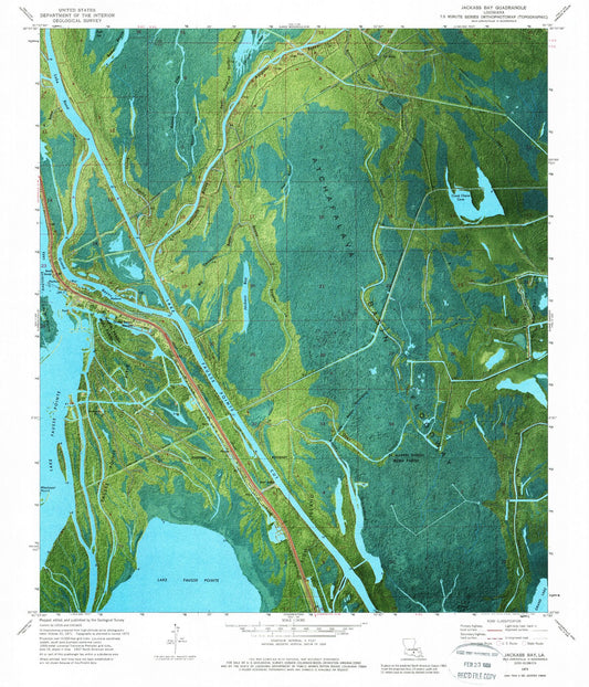 Classic USGS Jackass Bay Louisiana 7.5'x7.5' Topo Map Image