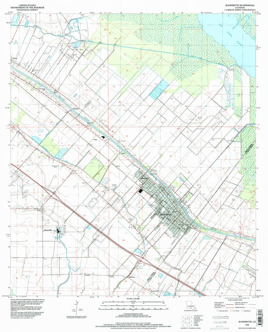 Classic USGS Jeanerette Louisiana 7.5'x7.5' Topo Map Image