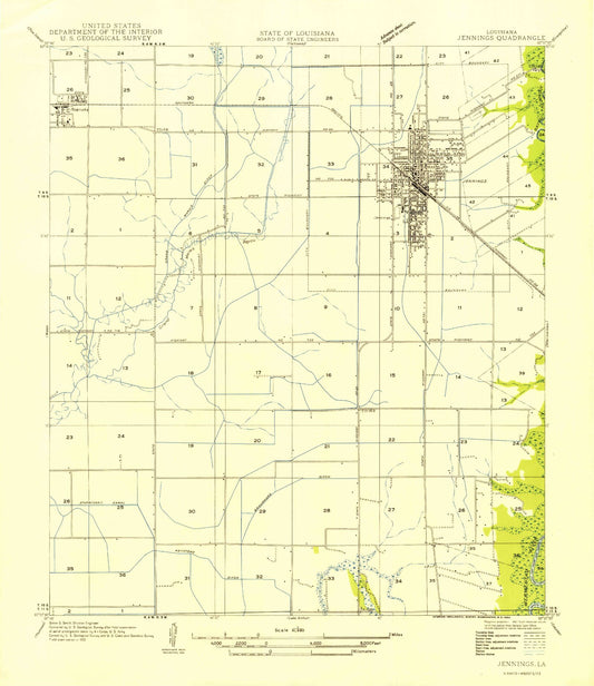 Classic USGS Jennings Louisiana 7.5'x7.5' Topo Map Image