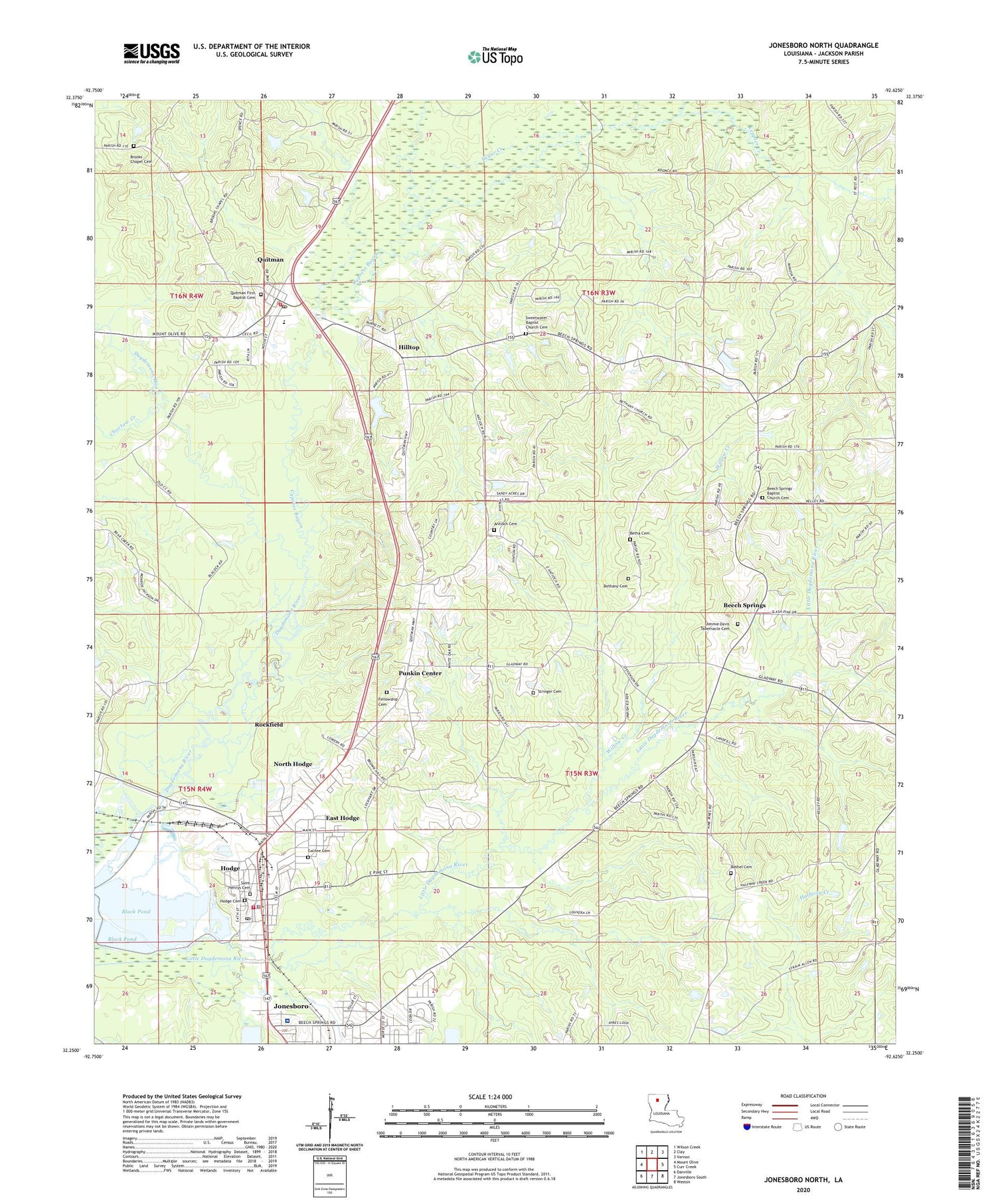 Jonesboro North Louisiana US Topo Map Image