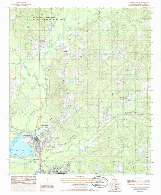 Classic USGS Jonesboro North Louisiana 7.5'x7.5' Topo Map Image