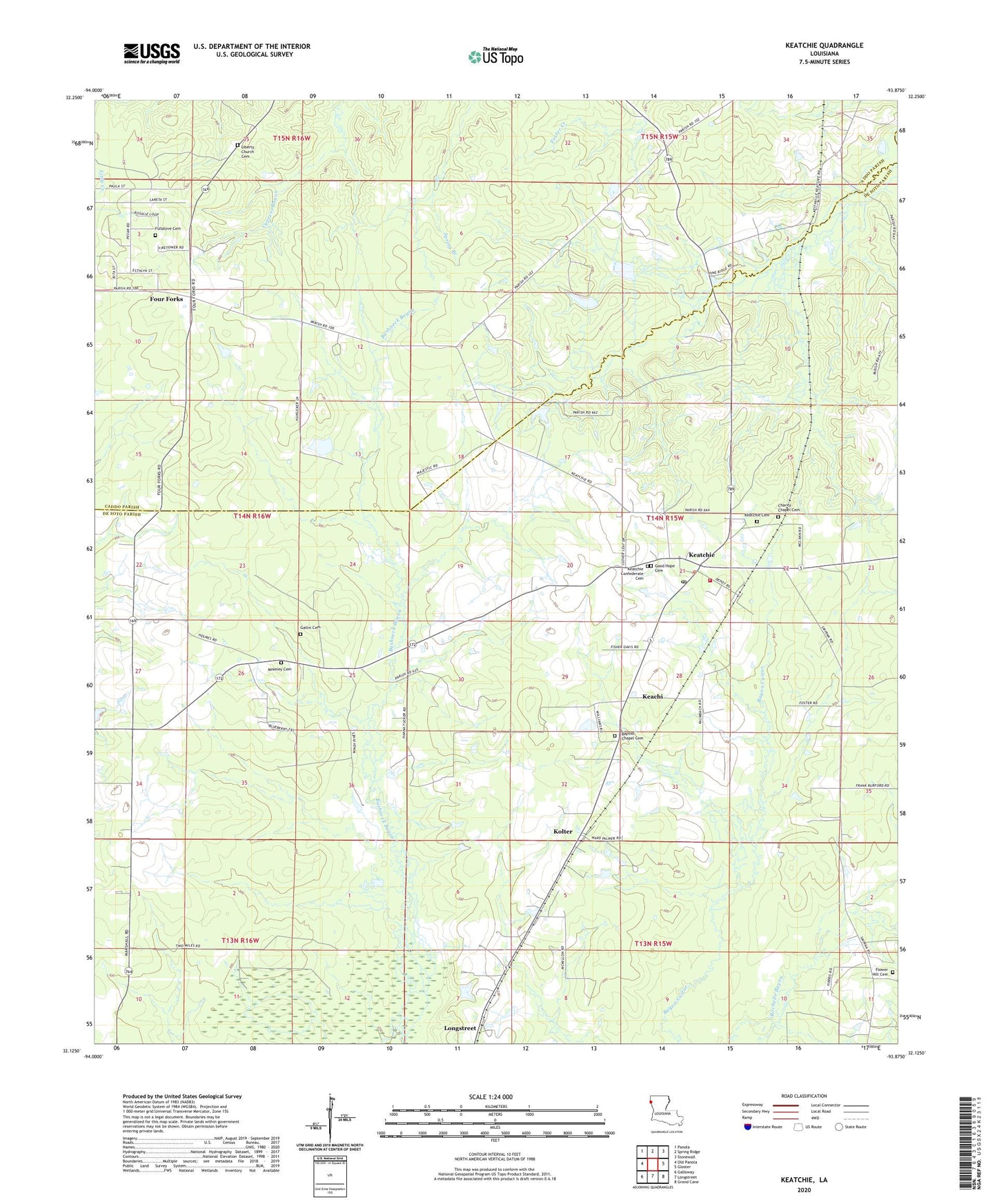 Keatchie Louisiana US Topo Map Image