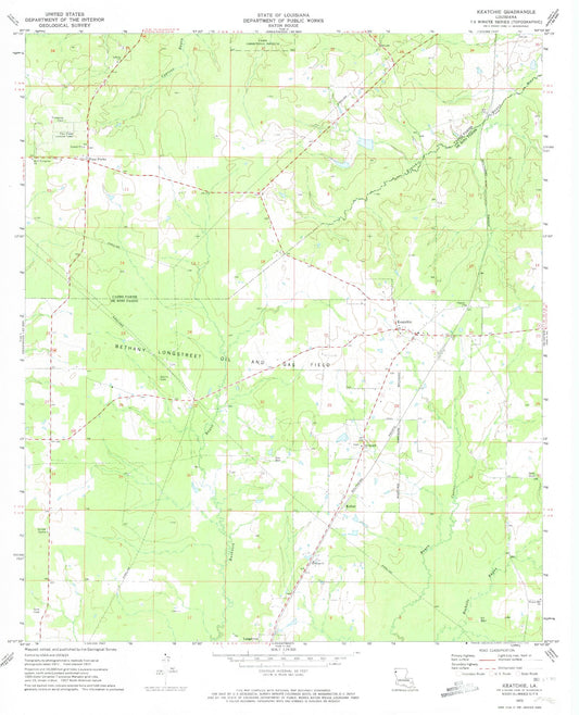 Classic USGS Keatchie Louisiana 7.5'x7.5' Topo Map Image