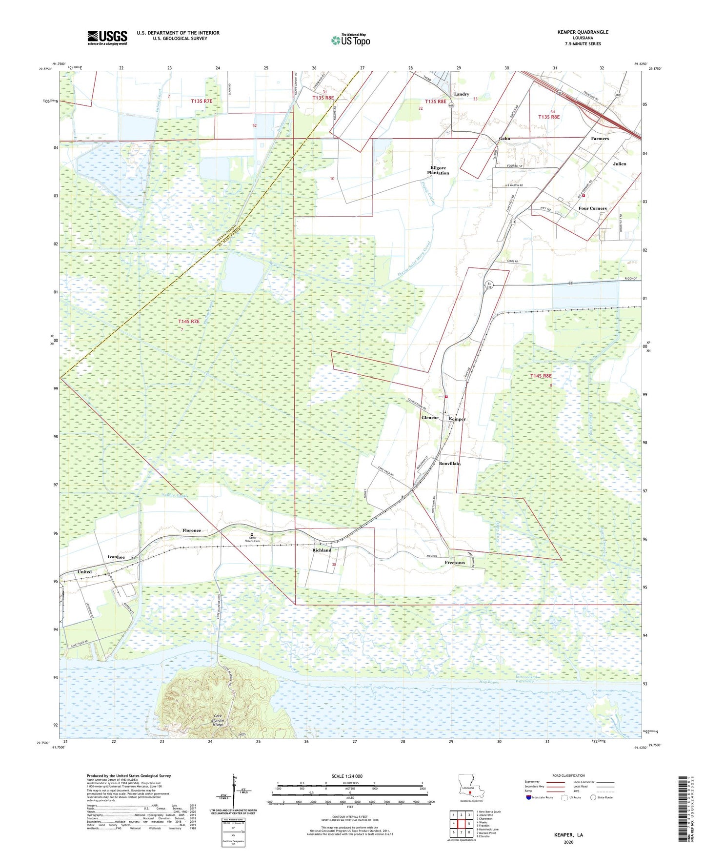 Kemper Louisiana US Topo Map Image