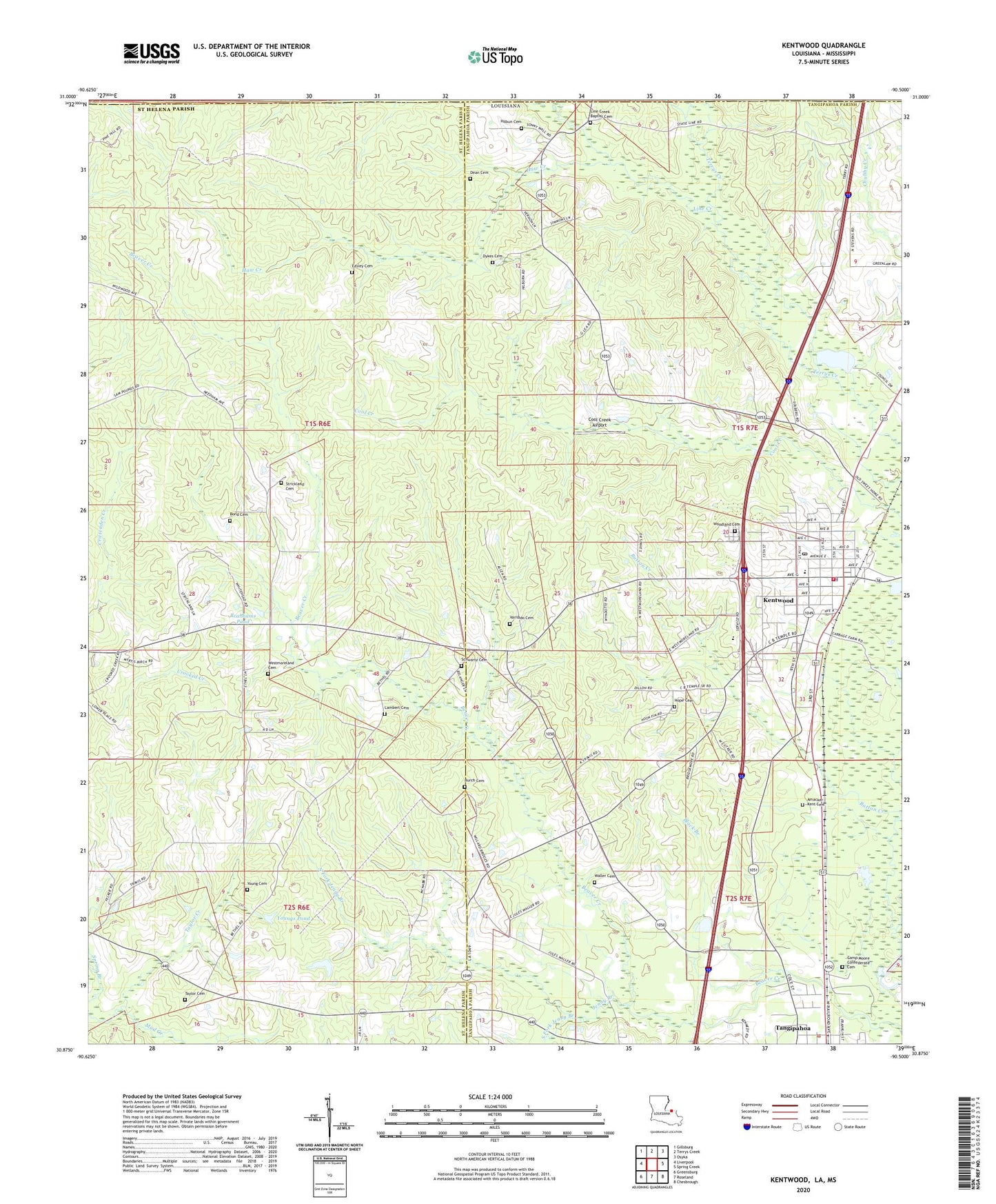 Kentwood Louisiana US Topo Map Image