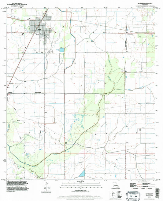 Classic USGS Kinder Louisiana 7.5'x7.5' Topo Map Image