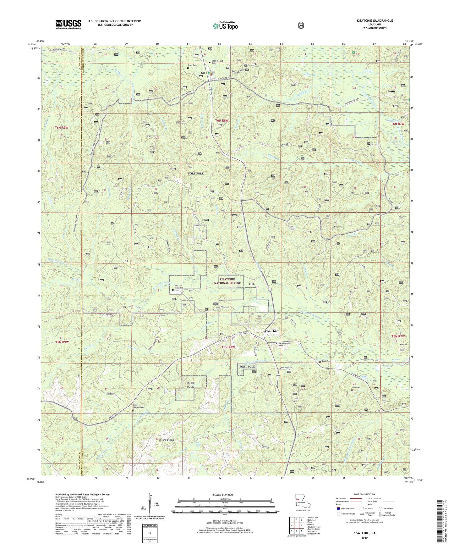 Kisatchie Louisiana US Topo Map Image
