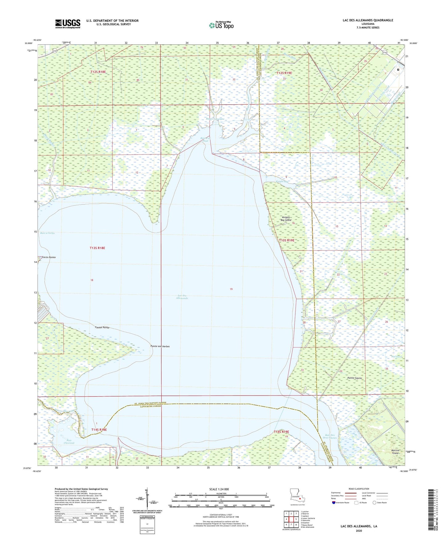 Lac des Allemands Louisiana US Topo Map Image