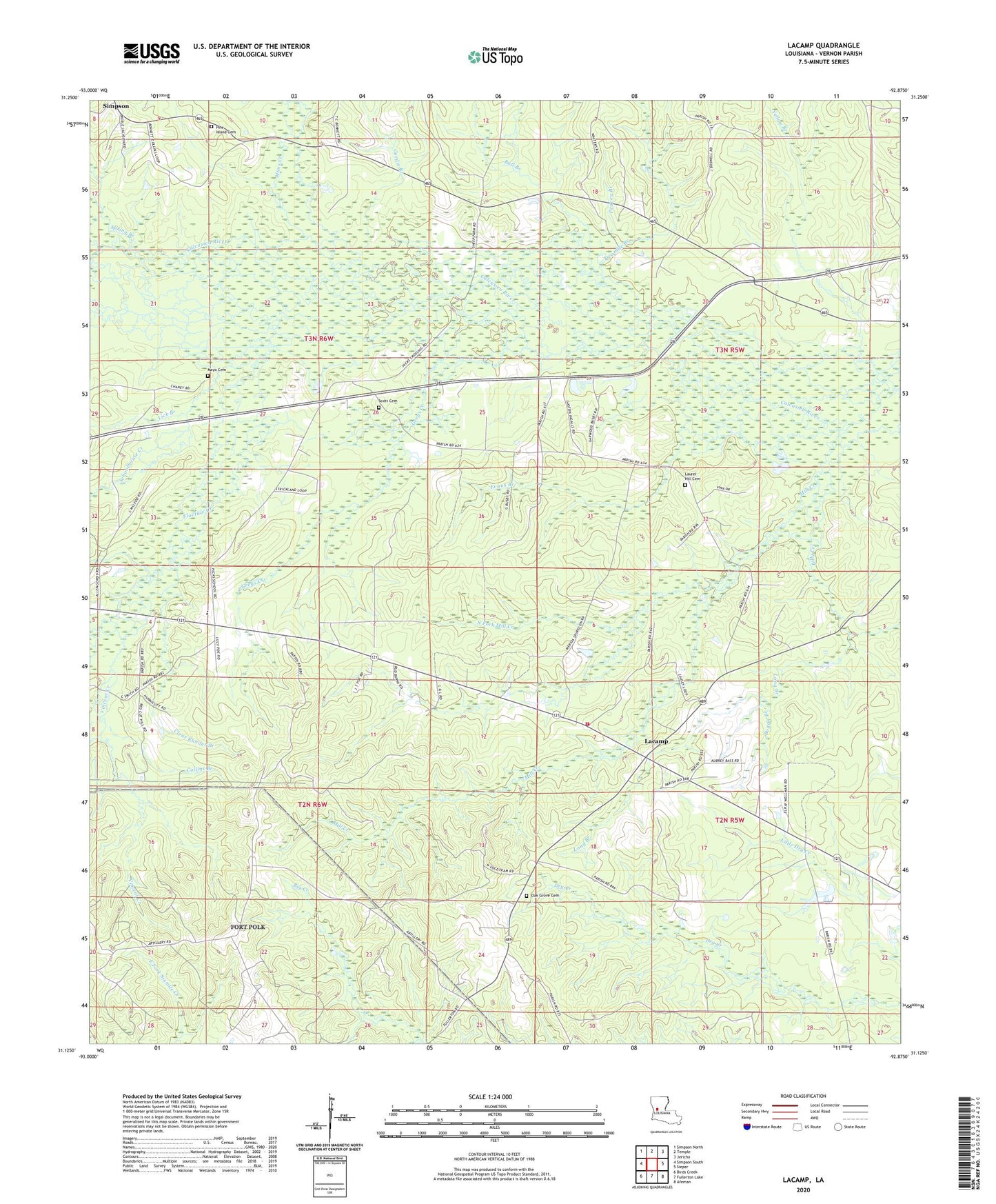Lacamp Louisiana US Topo Map Image
