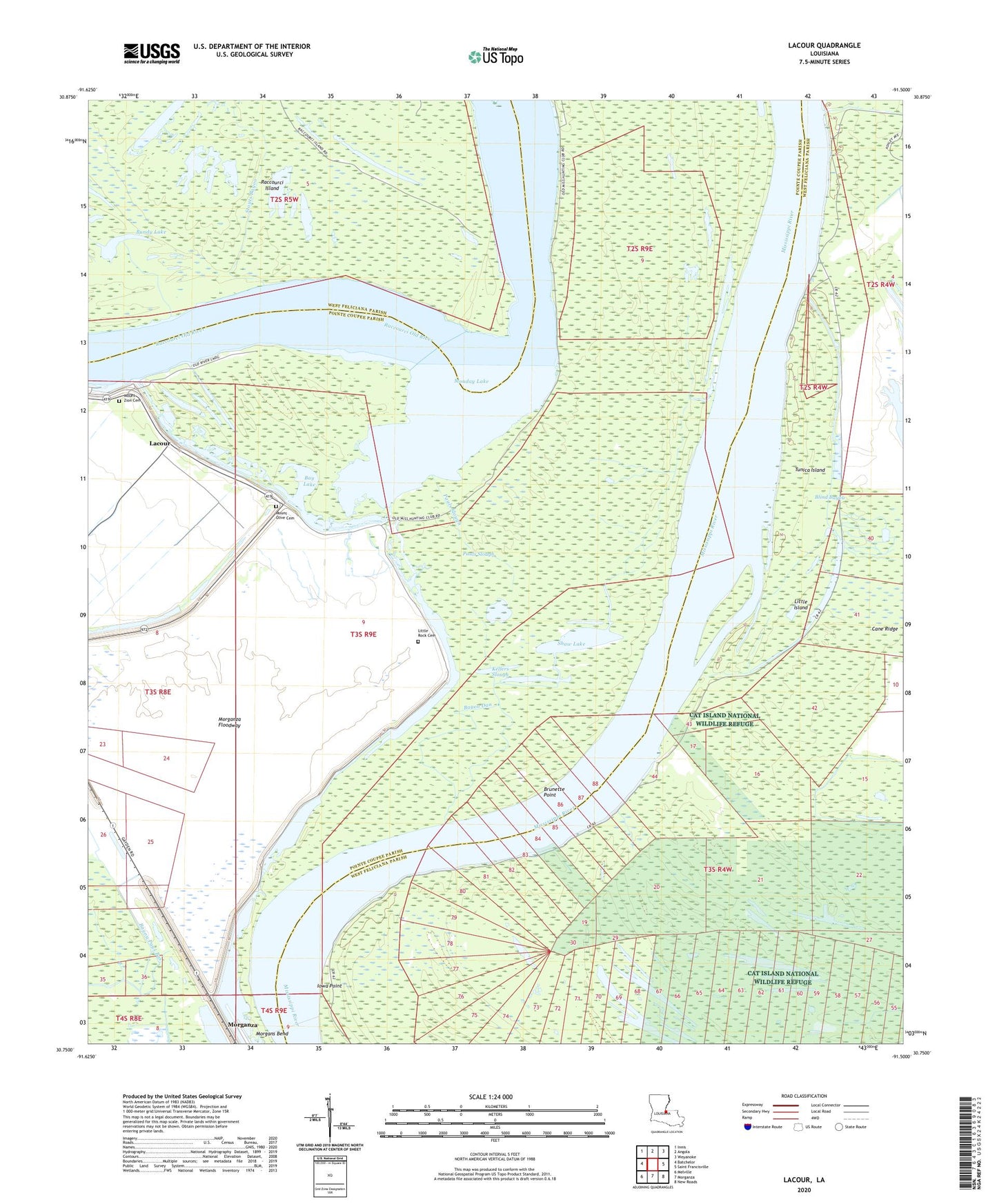 Lacour Louisiana US Topo Map Image
