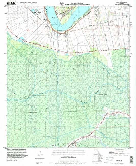 Classic USGS Lagan Louisiana 7.5'x7.5' Topo Map Image