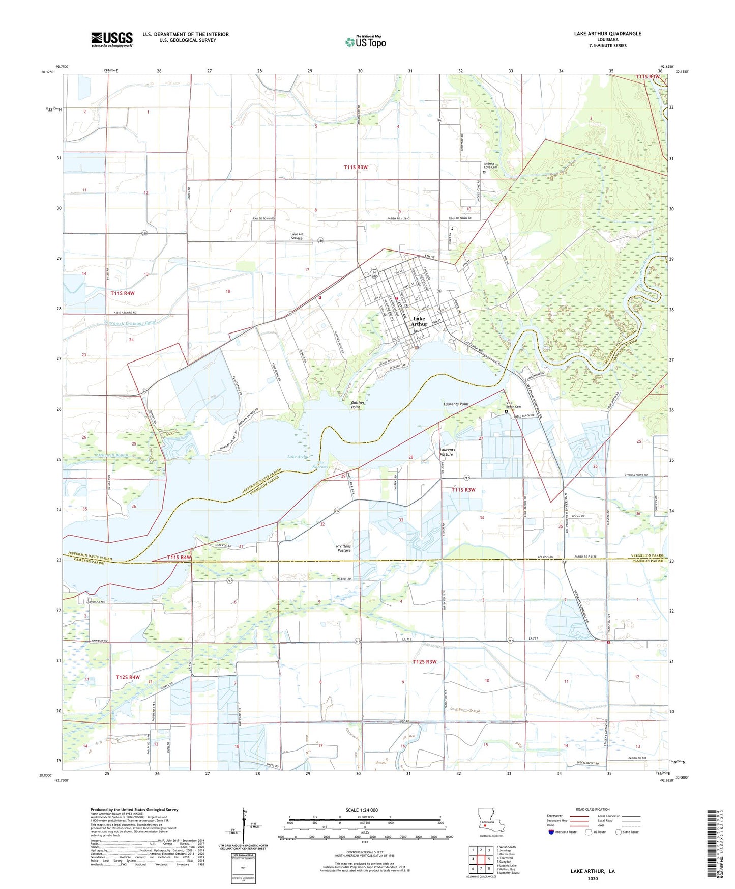 Lake Arthur Louisiana US Topo Map Image