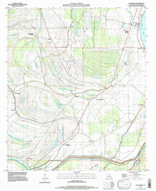 Classic USGS Lake Bruin Louisiana 7.5'x7.5' Topo Map Image