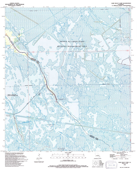 Classic USGS Lake Bully Camp Louisiana 7.5'x7.5' Topo Map Image