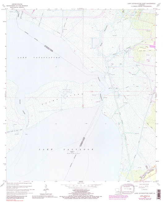 Classic USGS Lake Cataouatche East Louisiana 7.5'x7.5' Topo Map Image