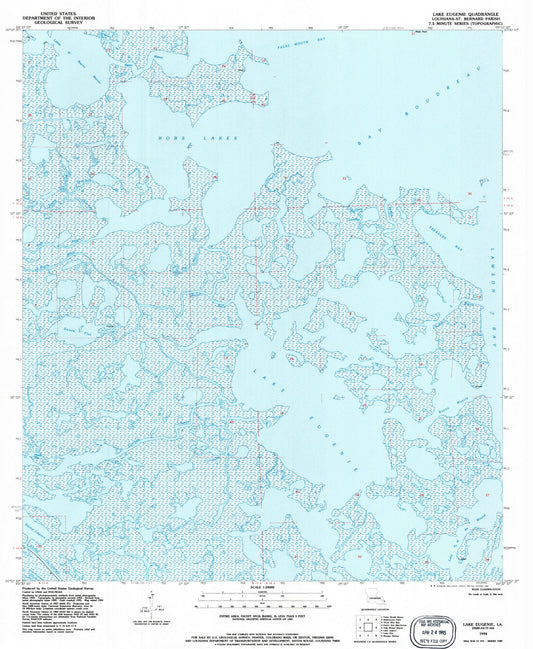 Classic USGS Lake Eugenie Louisiana 7.5'x7.5' Topo Map Image