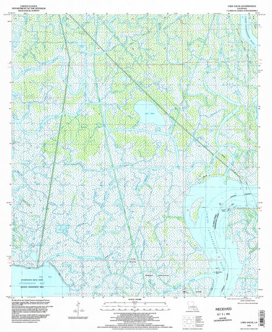 Classic USGS Lake Salve Louisiana 7.5'x7.5' Topo Map Image