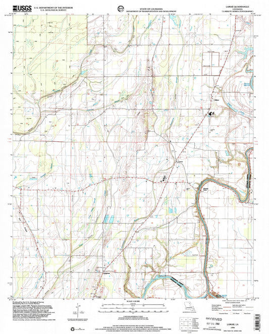 Classic USGS Lamar Louisiana 7.5'x7.5' Topo Map Image