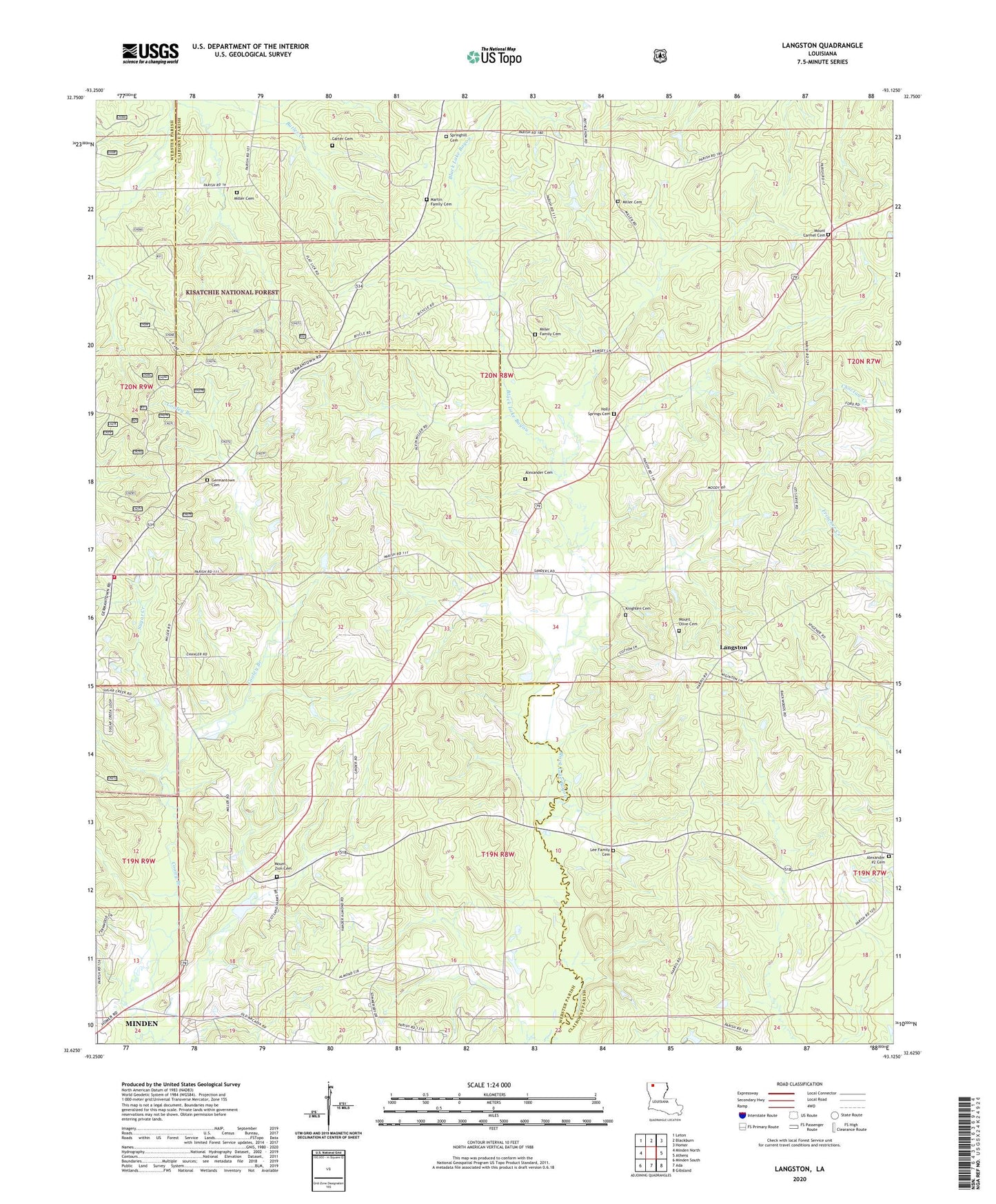 Langston Louisiana US Topo Map Image