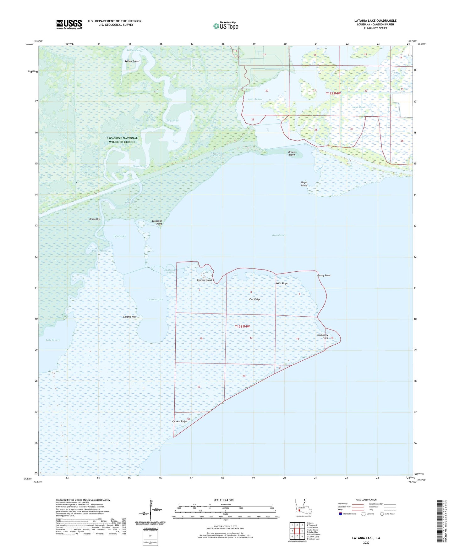 Latania Lake Louisiana US Topo Map Image