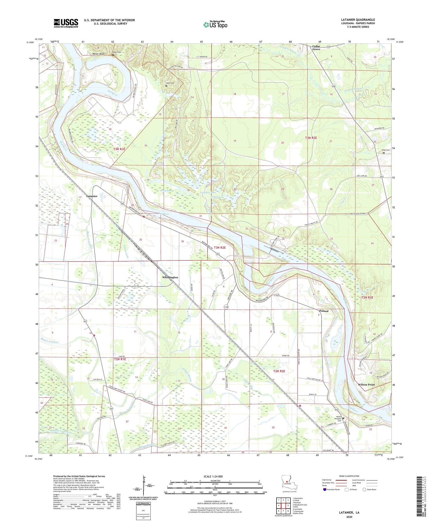 Latanier Louisiana US Topo Map Image
