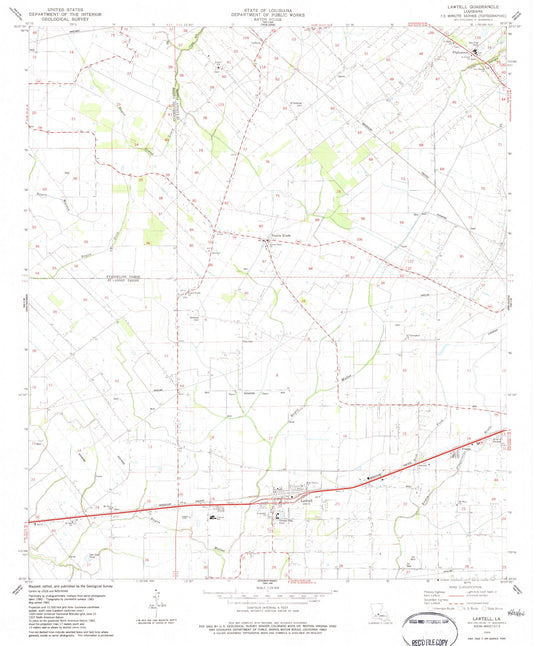 Classic USGS Lawtell Louisiana 7.5'x7.5' Topo Map Image
