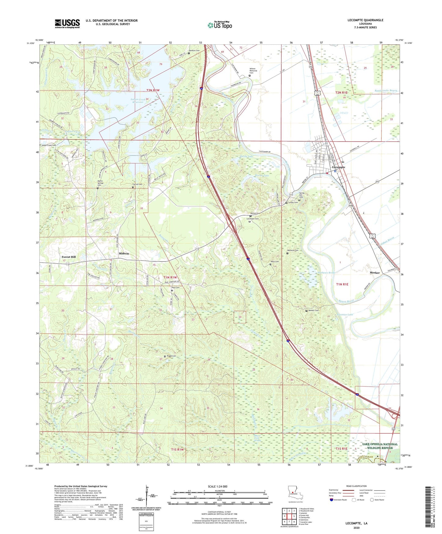 Lecompte Louisiana US Topo Map Image