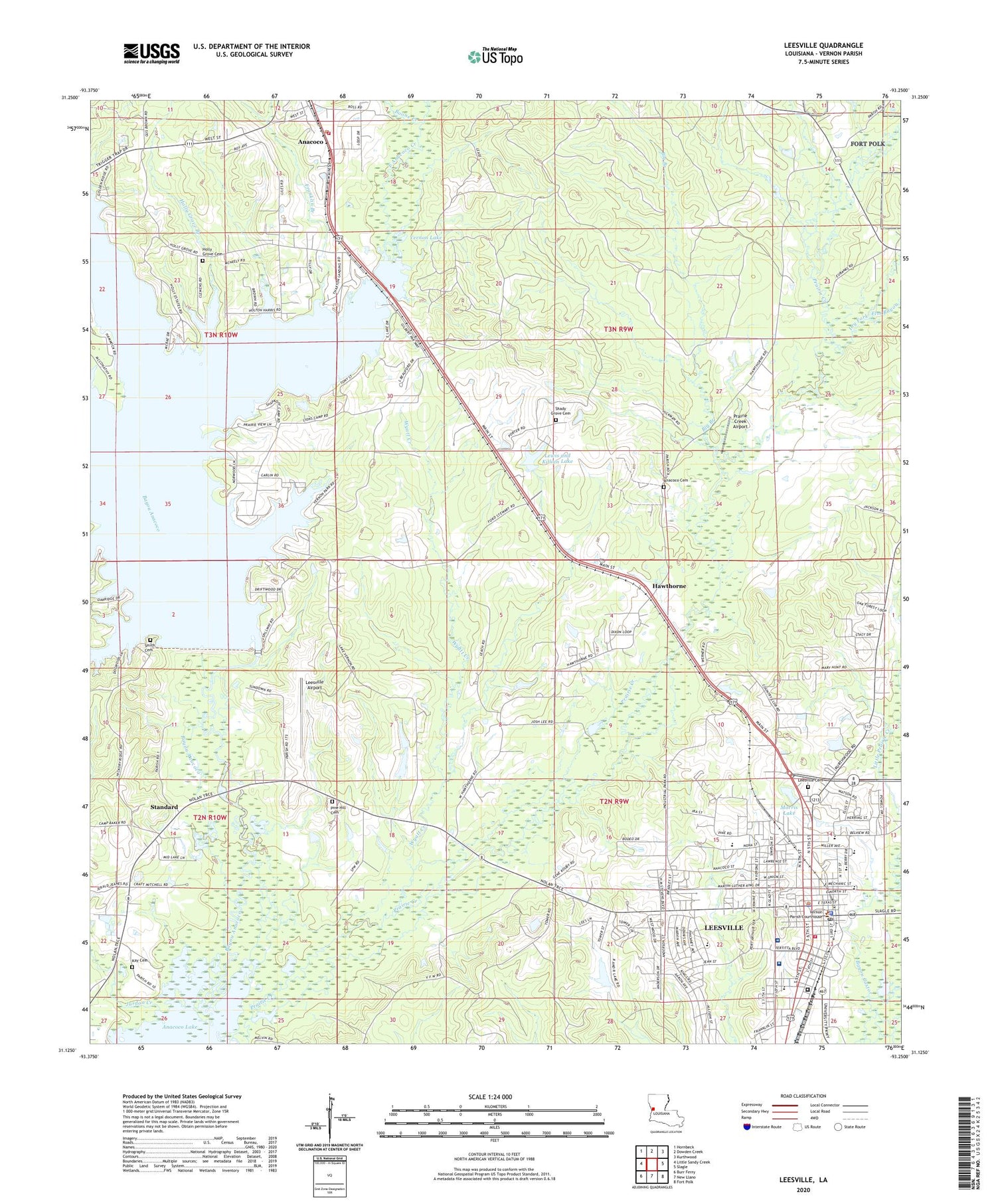 Leesville Louisiana US Topo Map Image