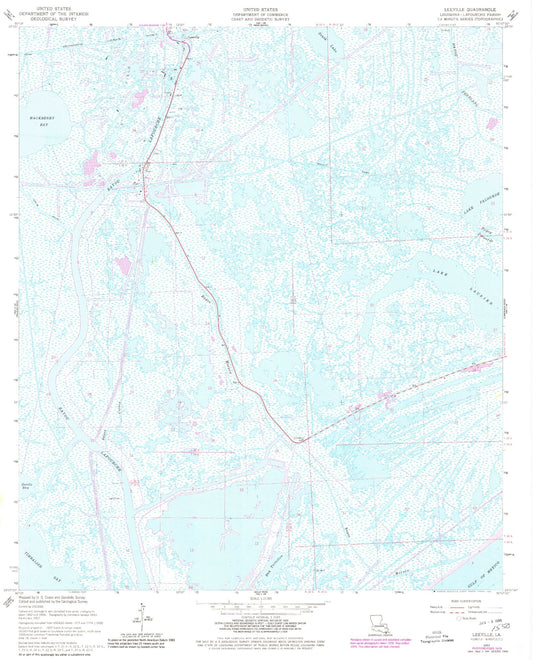 Classic USGS Leesville Louisiana 7.5'x7.5' Topo Map Image