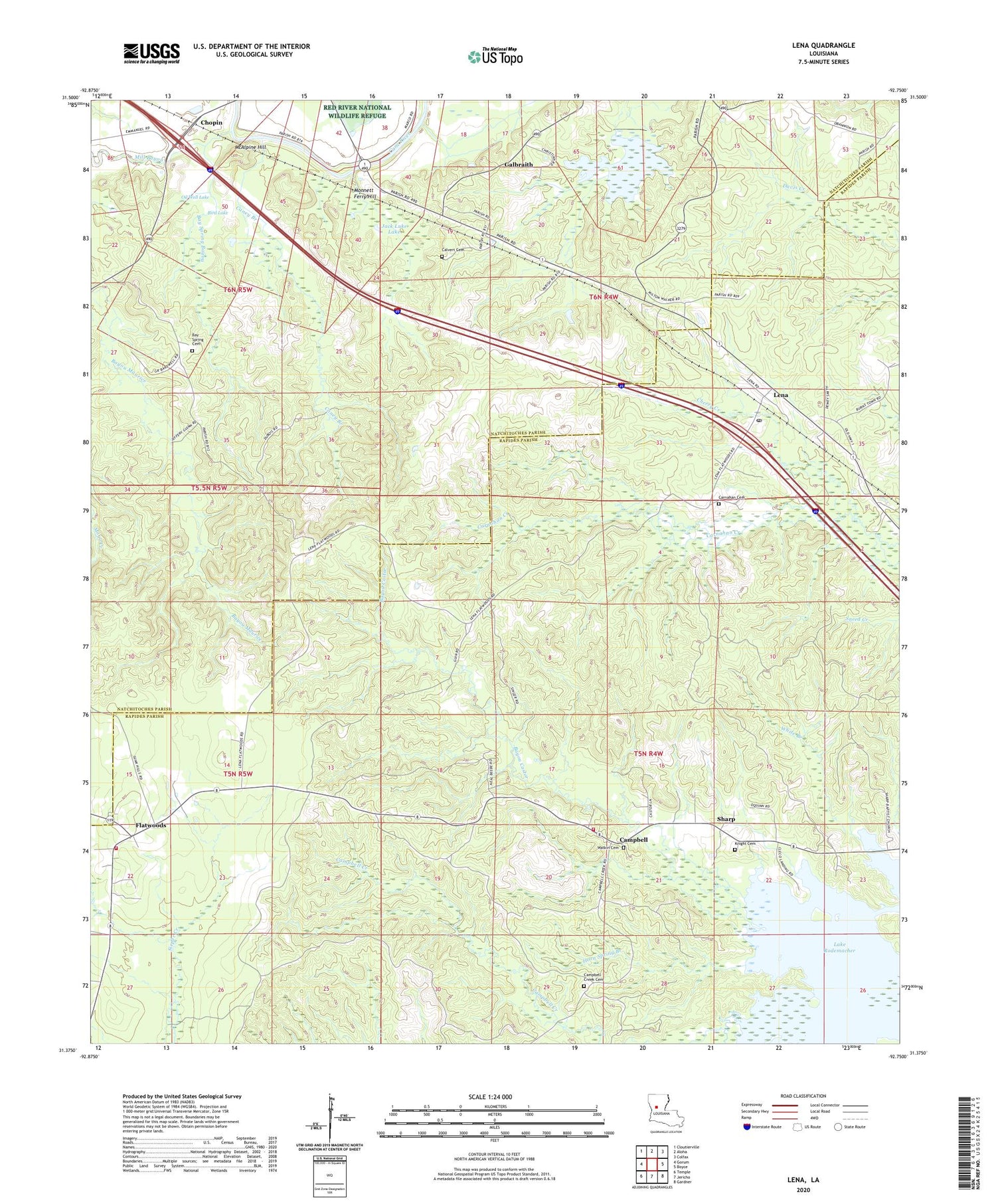 Lena Louisiana US Topo Map Image