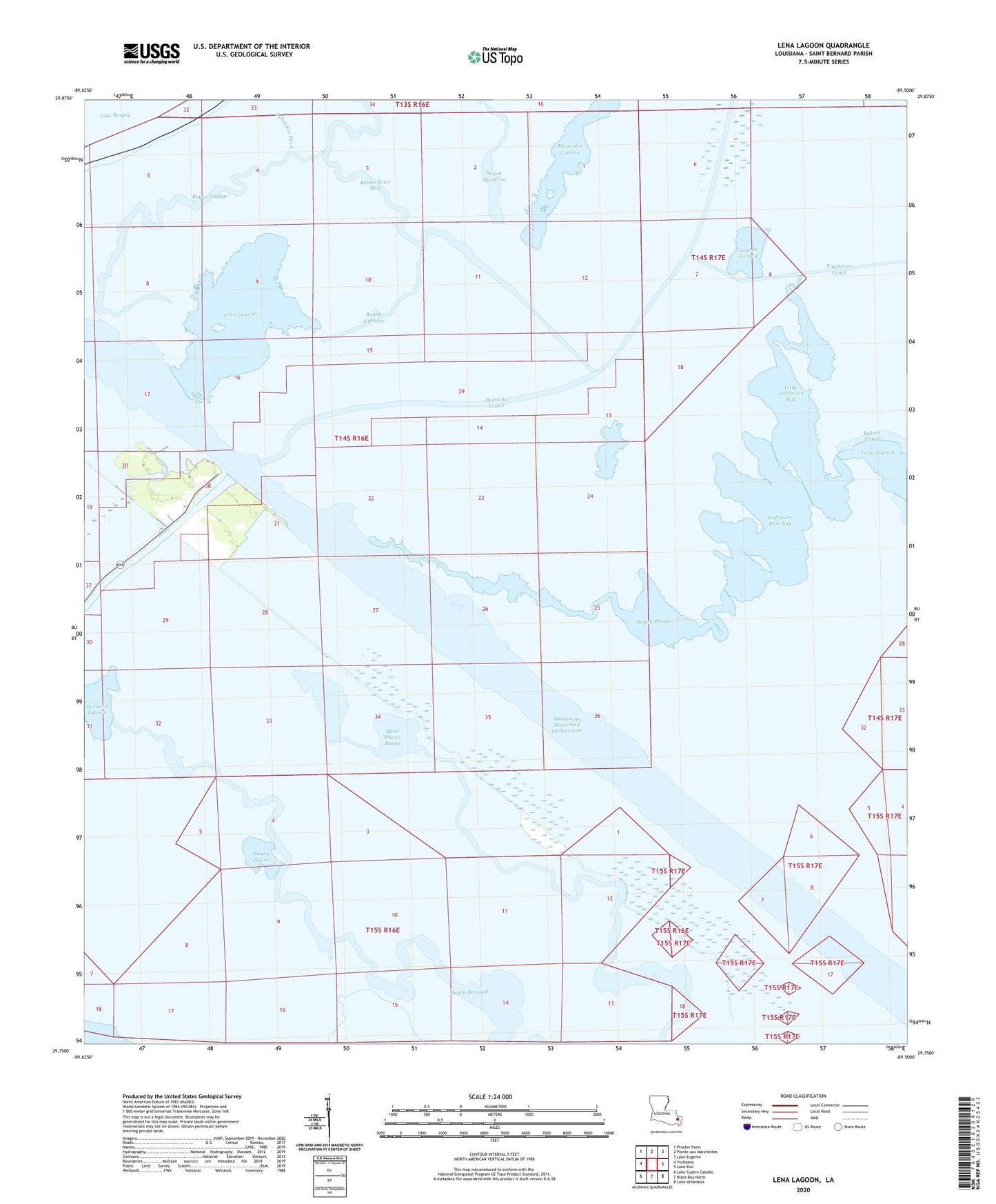Lena Lagoon Louisiana US Topo Map Image