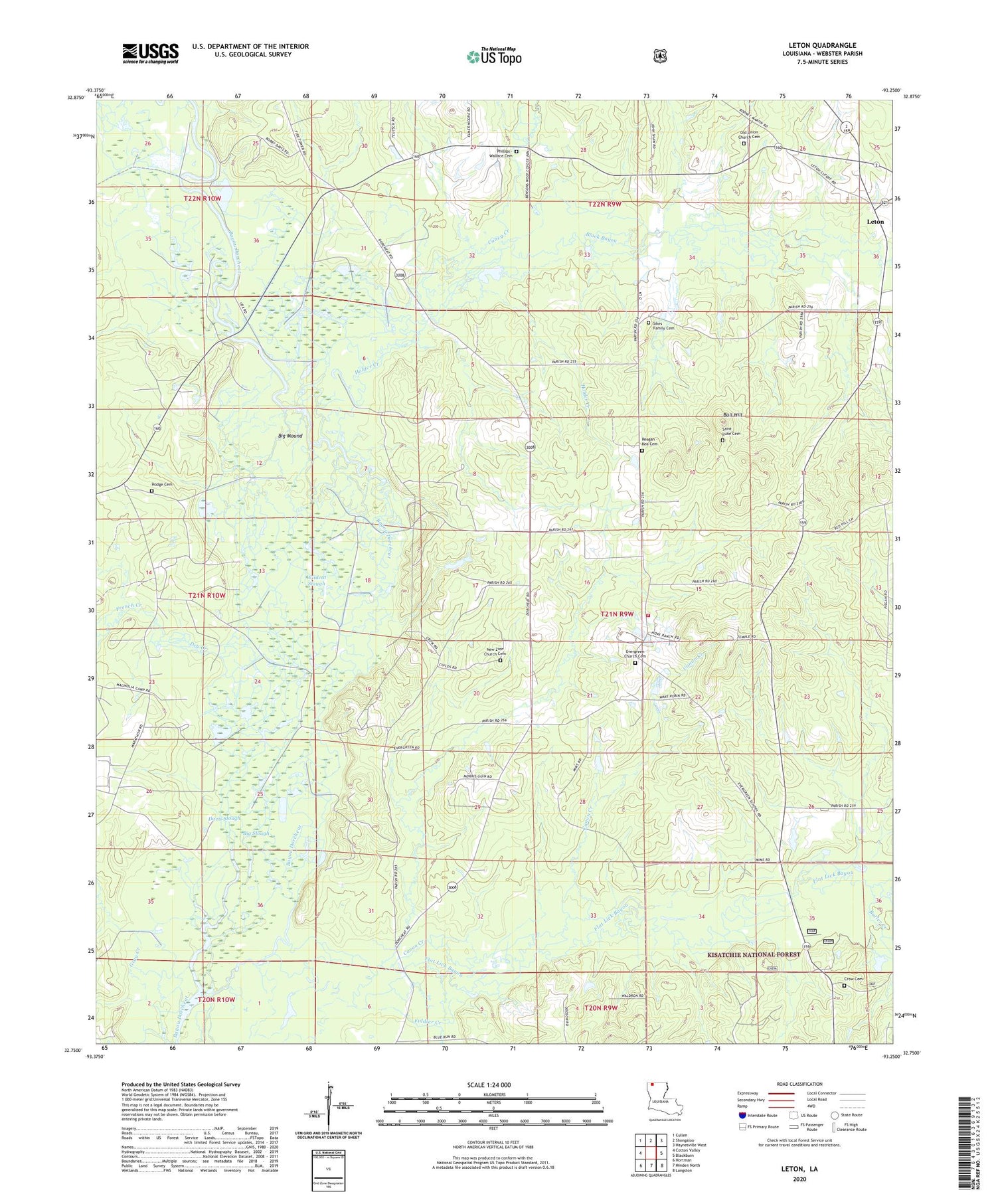 Leton Louisiana US Topo Map Image